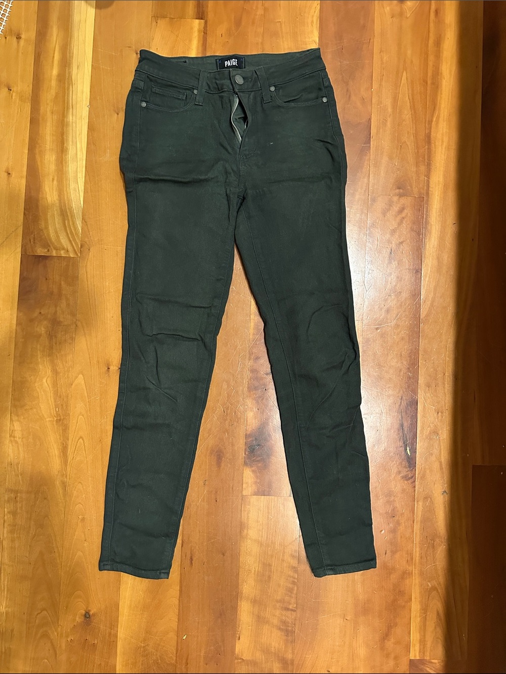 PAIGE Dark Olive Slim Stretch Jeans